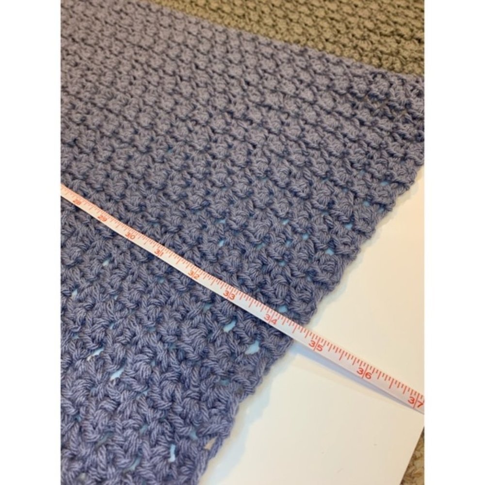 Handmade Homemade Crochet Lap Blanket Throw Blanket Grey Blue Cream Color - Picture 5 of 6